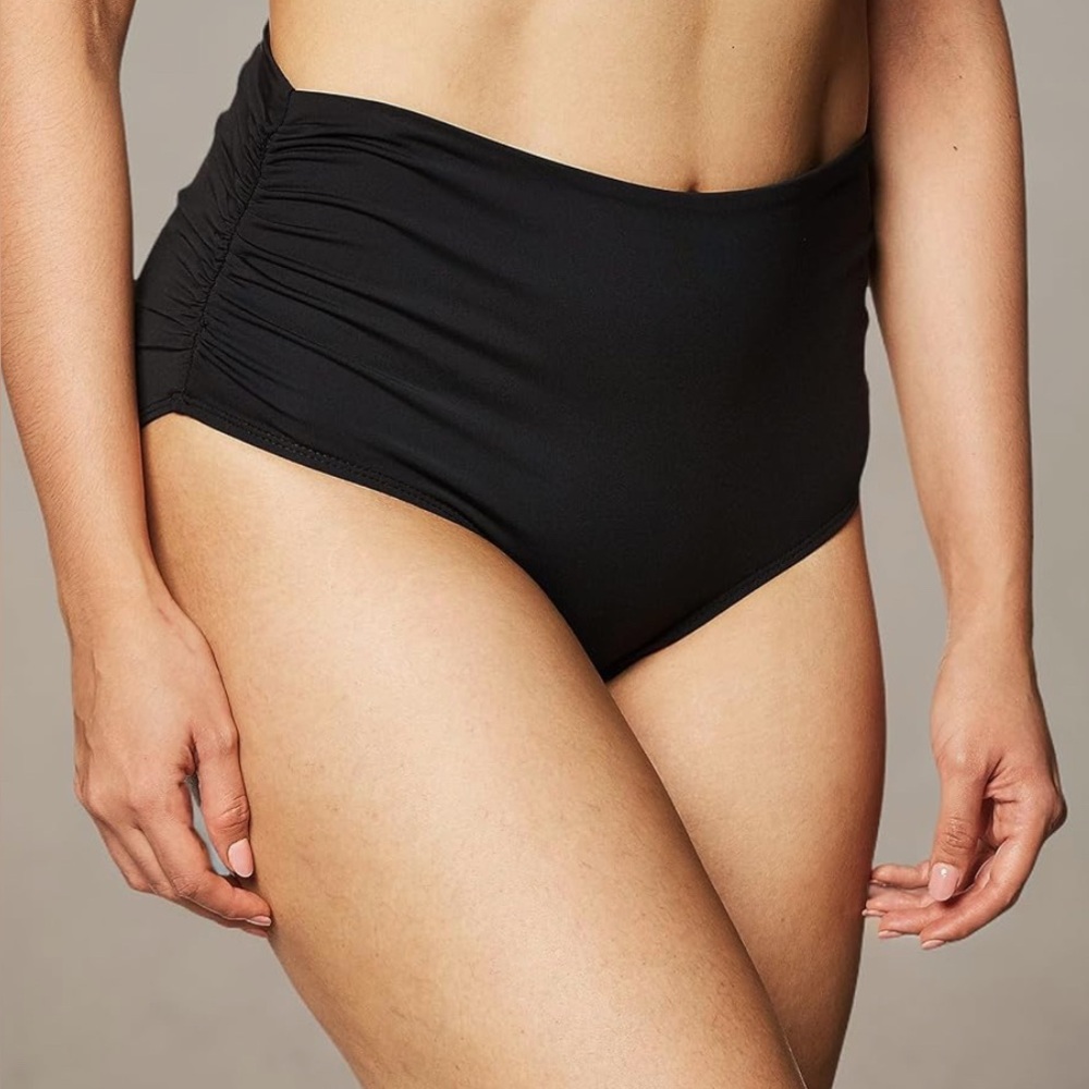 NWT Anne Cole Convertible High Waisted Fold Over Black swimsuit bottom size L